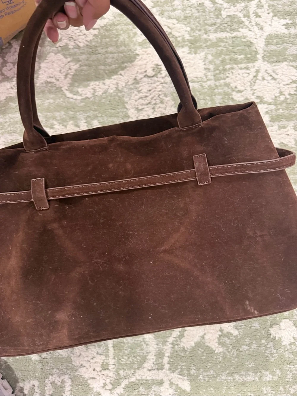Classic Brown Suede Satchel Handbag
